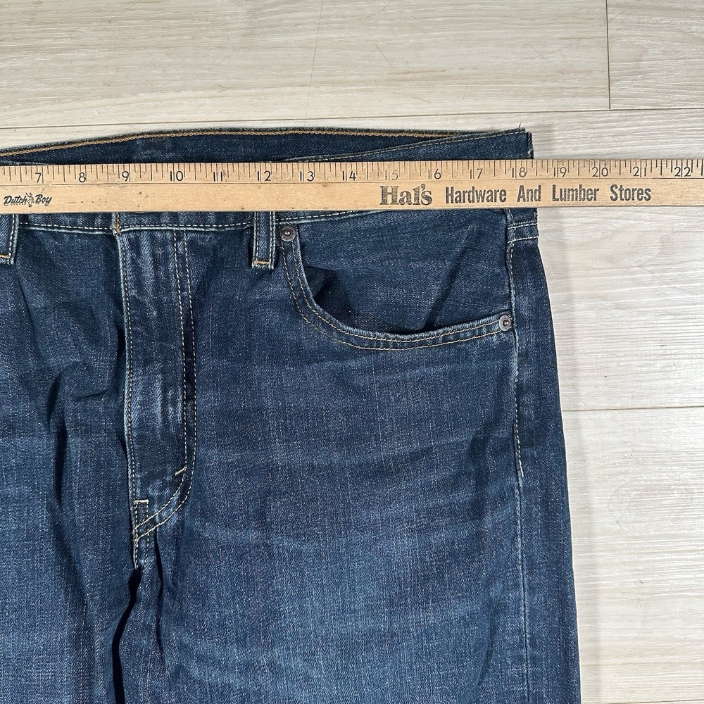 Levi's 527 Jeans Mens 36x32 Blue Denim Low Boot Cut Slim Dark Faded Wash Cowboy - Picture 5 of 9